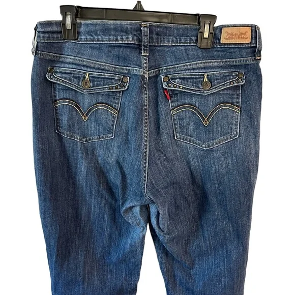 Levi's 515 dark wash bootcut jeans size 14L 32 waist 34 length back flap pocket - Picture 4 of 7